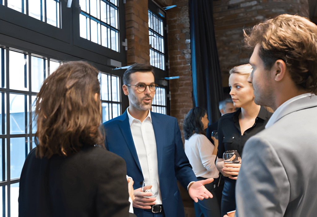 Business professionals networking and connecting